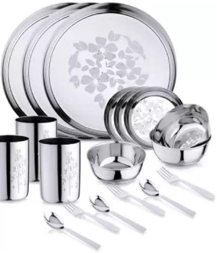 Silver 18 Pieces Stainless Steel Dinner Set, For Serving Food