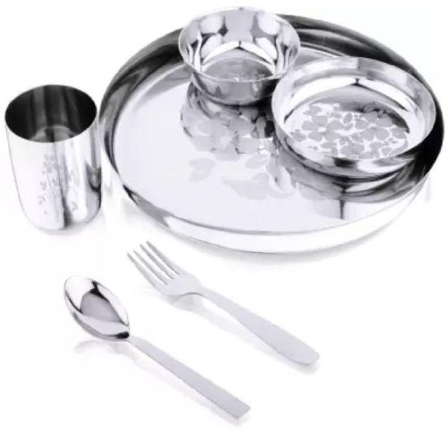 Silver 6 Pieces Stainless Steel Dinner Set, For Serving Food