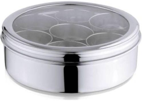 Silver Round See Through Stainless Steel Spice Box