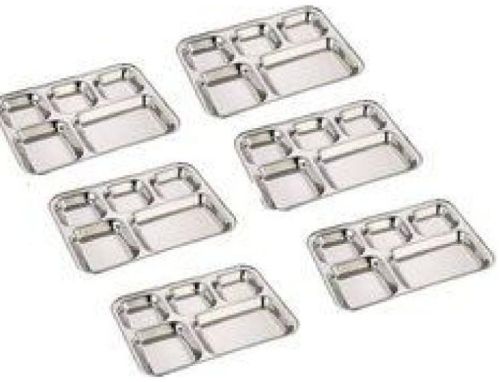 Stainless Steel Square Vati 5 In 1 Compartment Plate