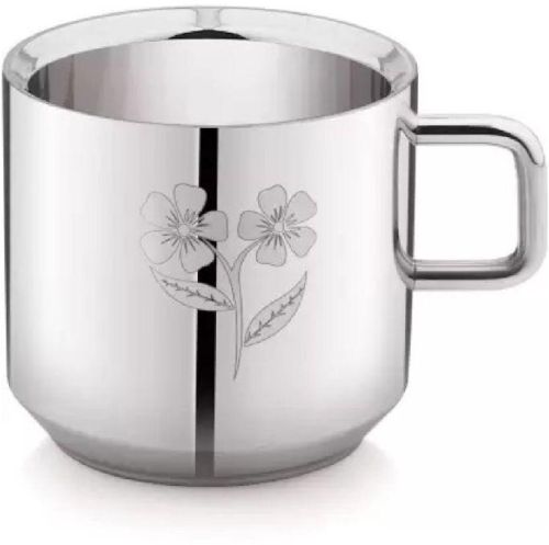 Round Stainless Steel Tip-Top Double Wall Cup, For Serving Tea, Color : Silver