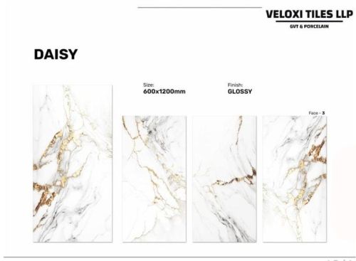 Veloxi Glossy Porcelain Daisy Floor Tile For Flooring