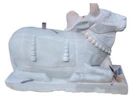White 6 Feet Marble Nandi Mahraj Statue, For Worship, Packaging Type : Carton Box