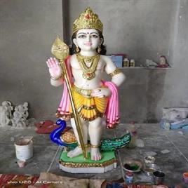 Multicolor Marble Kartikeya Maharaj Statue, For Worship, Packaging Type : Carton Box