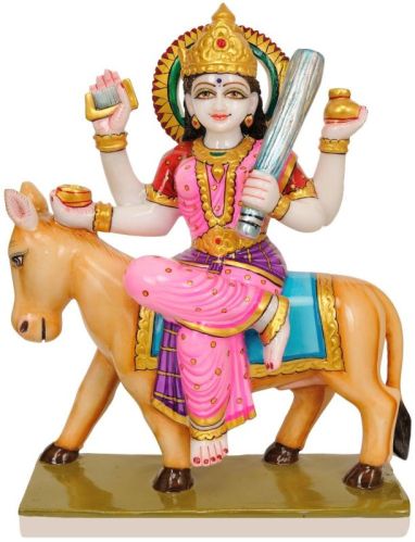Multicolor Marble Sheetla Mata Statue, For Worship, Packaging Type : Carton Box