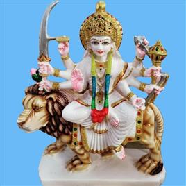 Multicolor Marble Durga Maa Statue, For Worship, Packaging Type : Carton Box