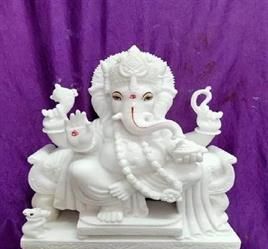 White Marble Ganesh Ji Statue, For Worship, Packaging Type : Carton Box
