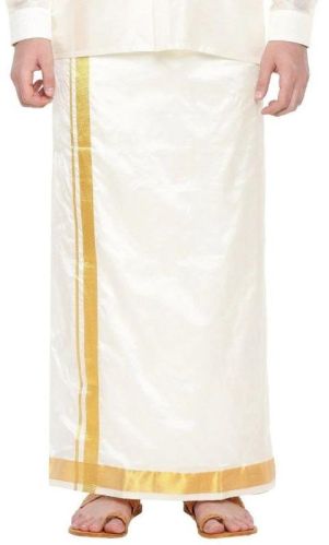 Plain Mens White Silk Dhoti, Technics : Machine Made