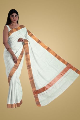 Plain Kasavu Sarees, Occasion : Party Wear