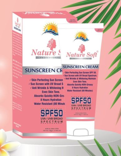 Nature Soft SPF 50 Sunscreen Cream, Packaging Type : Plastic Tube