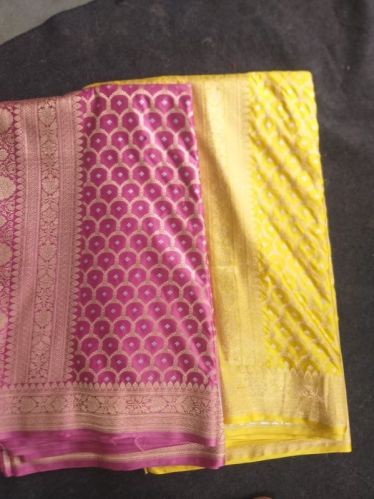 Embroidered Silk Banarasi Satan Saree, Feature : Anti-Wrinkle, Comfortable, Easily Washable, Impeccable Finish