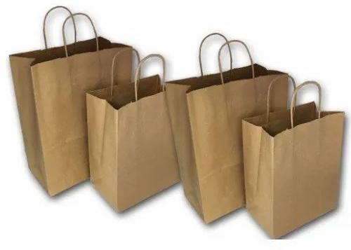 Brown Plain Kraft Paper Bag, Technics : Machine Made