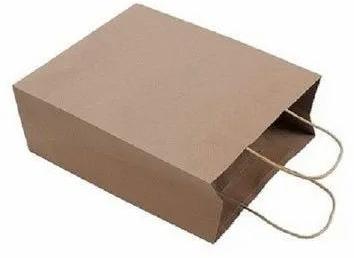 Brown Rope Handle Plain Paper Bag, For Shopping, Technics : Machine Made