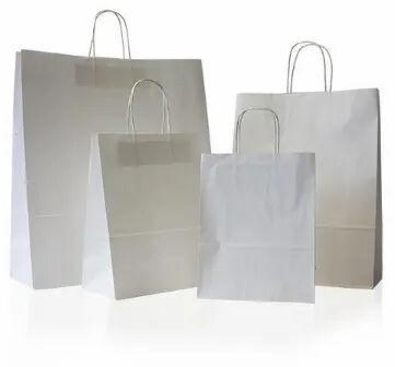 White Craft Paper Carry Bag, For Shopping, Carry Capacity : 8kg