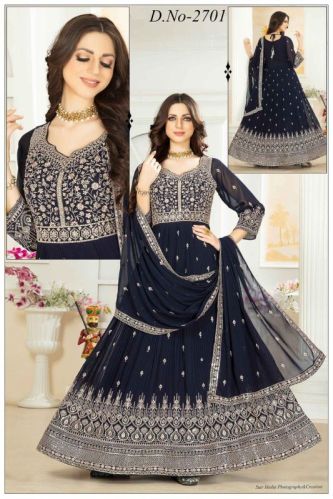 A 21 Black Georgette Gown, Size : S To XL