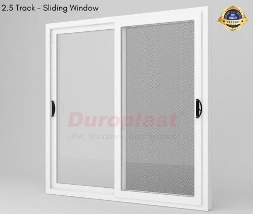Casement 2.5 Track Sliding Window With Mesh, For Home, Hotel, Office, Restaurant, Frame Material : UPVC