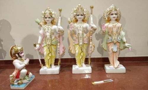 Vietnam Marble RAM Darbar Statues, Mesh Size : 9 Inch To 5 Feet