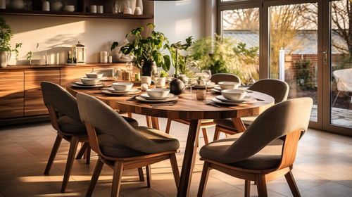 Wood Oval Dining Table, For Restaurant, Hotel, Home, Cafe, Fabric Material : Wooden