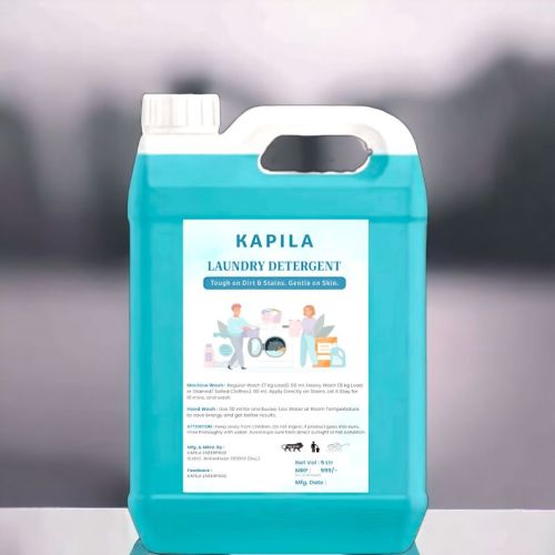 Kapila Round HDPE Blue Liquid Detergent, For Machine Wash Bucket Wash, Capacity : 5ltr