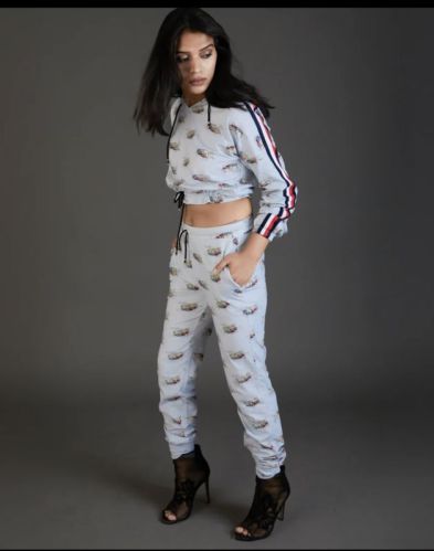 Crop Top Hoodie and Pants, Occasion : Casual Wear