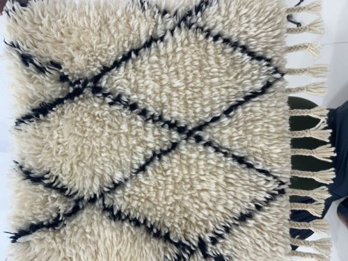 BRC Moraccan Handknotted Woolen Carpets, Color : Offwhite 4x6ft
