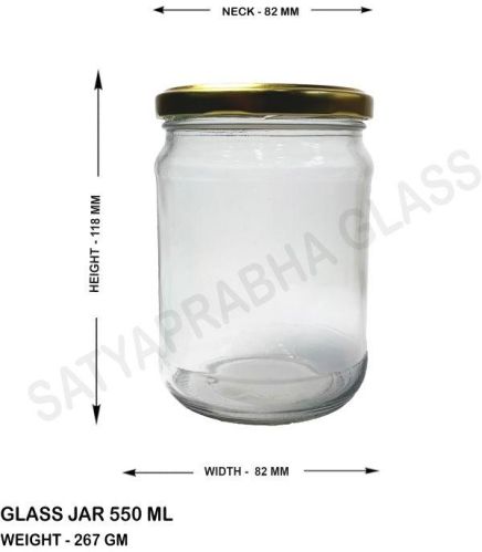 Golden Salsa Glass Jar 550 Ml, For Food Storage, Packaging Type : Cartoon