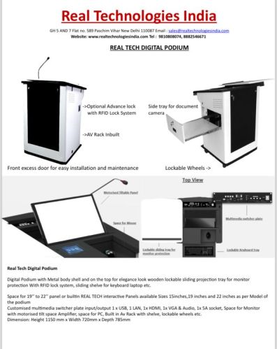 Motorised Tilt Interactive Panel Digital Metal Podium