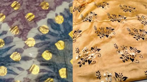 Printed Polyester Foil Fabric, For Garments Making, Width : 37 Inches/93 Cm