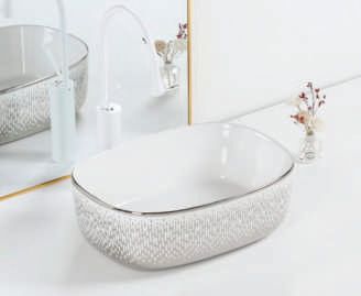 LSO60 Ceramic Table Top Wash Basin, For Home, Hotel, Office, Restaurant, Size : 455X340X160MM