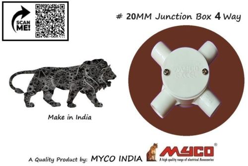 Round 20mm Junction Box 4 Way White, For Electricals