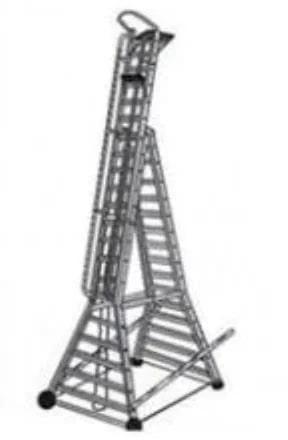 Easy Move Grey Polished Aluminum Square Tower Ladder, For Construction, Industrial