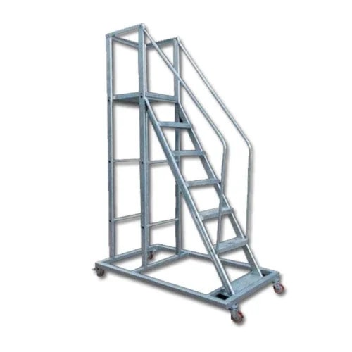 Grey Easy Move Aluminum Trolley Ladder, For Construction, Industrial