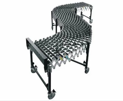 Easy Move Grey Carbon Steel Industrial Skate Wheel Conveyor, For Moving Goods, Loading Capacity : 45-50kg