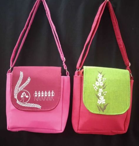 Multicolor Ladies Hand Painted Sling Bag, For Casual Use, Specialities : Stylish, Attractive Look