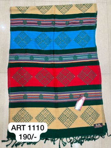 ART1110 Multicolor Woolen Stole, Technics : Handloom