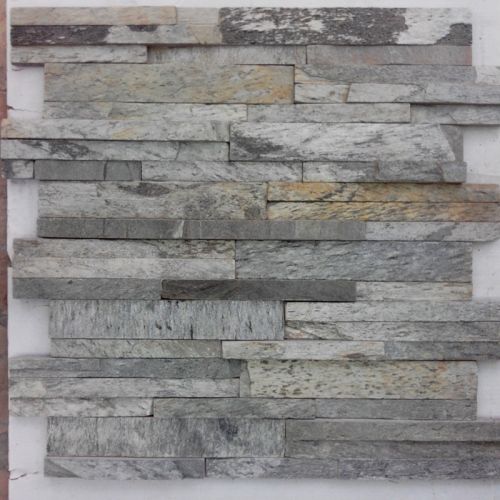 Silver Shine Slate Ledger Stone Interior Exterior Decorative Split Face Culture Stacked Quartzite Wa