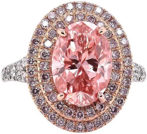 1ct Oval Round Cut Engagement Wedding Pink Diamond Rings
