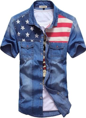 Mens Half Sleeve Denim Shirts, Size : Standard