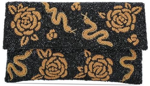 Golden Blooms Beaded Sling Bag, Size : 6x10 Inch