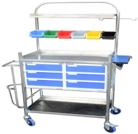 Rectangular Polished Hospital Crash Cart Trolley, Feature : Anti Corrosive, High Quality