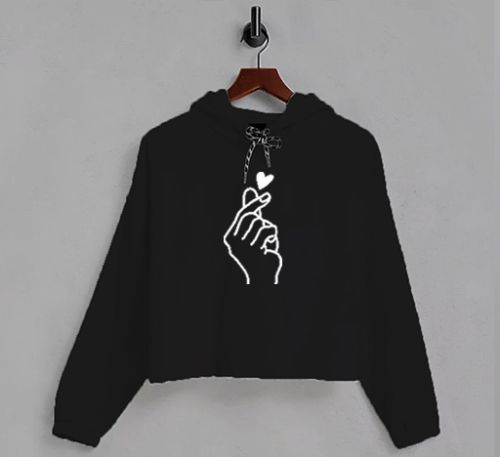 Chutki Printed Black Crop Hoodie, Gender : Female