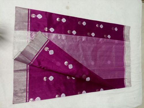  Silk Chanderi Sari, Width : 46 inch