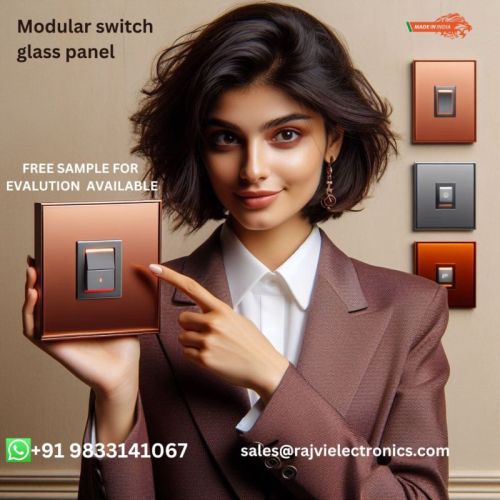 Black OEM Rectangular Glass Modular Switch Plate, For Electrical Use