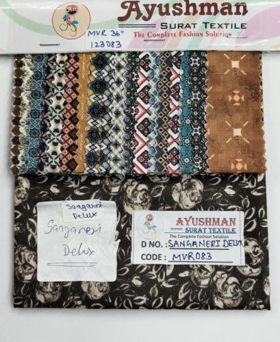 Sanganeri Delux Cotton Shirting Fabric, Width : 36