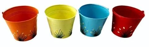 Iron Garden Planter Bucket, Shape : Round