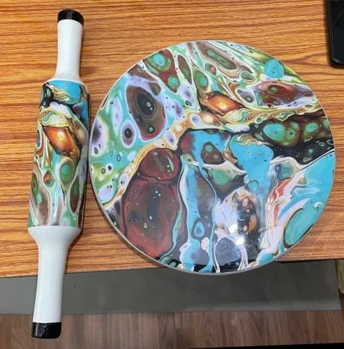 Customized Round Printed Marble Chakla Belan