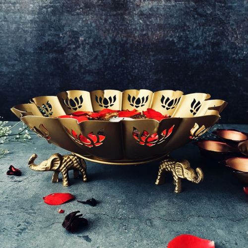 Golden Decorative Urli Pot With Stand