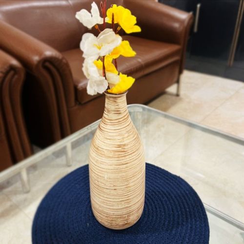 Iris Beige Bottle Neck Decorative Flower Vase