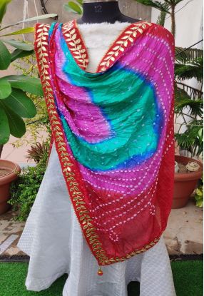 Chanderi Printed Designer Bandhani Dupatta, Technics : Attractive Pattern, Embroidered