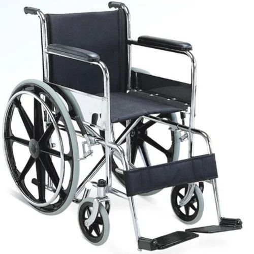 Manual Wheelchair, Color : Black, Frame Material : Stainless Steel, Weight Capacity : 50-70 Kg